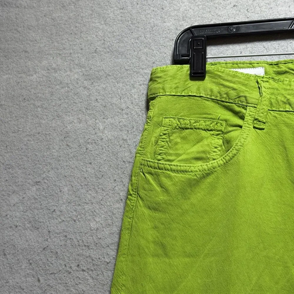 Zara Pants Women’s Size 6 Lime Green Mid-Rise Full Length Wide Leg Linen Blend